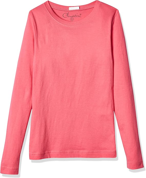 Clementine Big Girls' Everyday Long Sleeve Tee, Hot Pink,X-Large (14-16)