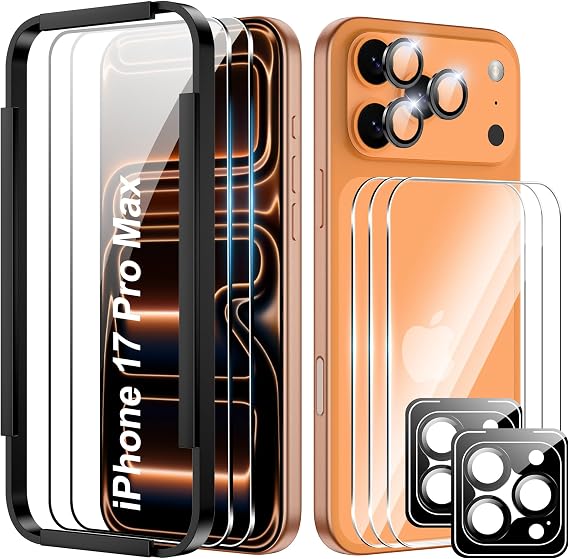 for iPhone 17 Pro 6.3'' Back Screen Protector&Screen Protector&Camera Lens Protector,9H Hardness,HD-Tempered Glass,Case Friendly,(2+2+2 pack)