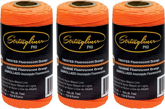 35106 Masons Line Replacement Rolls 1/4 Lb. #18 Construction Replacement Roll Twisted Orange 270'. (Pack 3)