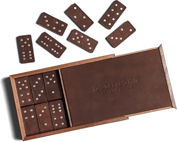 Dominoes Set for Adults 28 Tiles, Domino & Tile Games Set for Classic Board Games, Wooden Dominoes Double 6, Double Six Standard Dominoes Set, Dark Brown