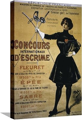 AllPosters Stretched Canvas Print Concours Internationaux dEscrime, 1900 Summer Olympics, Poster, 12x18