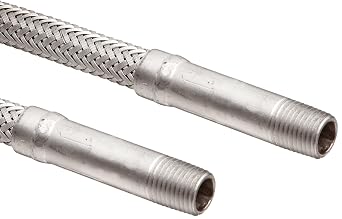 Hose Master Annuflex Stainless Steel 316 Flexible Hose Assembly, 3/8" Stainless Steel 316 NPT Male Connection, 1558 PSI Maximum Pressure, 36" Length, 3/8" ID