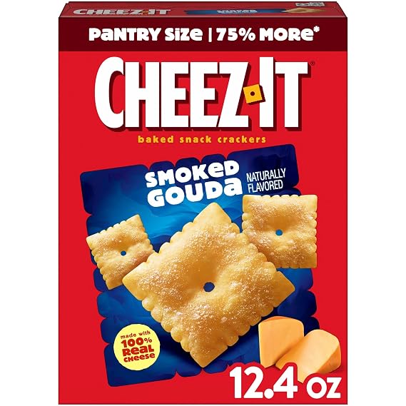 Cheez-It Baked Snack Crackers, Lunch Snacks, Smoked Gouda, 12.4oz Box (1 Box)