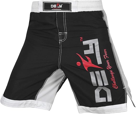 DEFY Men's Extreme MMA Fight Shorts UFC Cage Fight Grappling Muay Thai Boxing Black