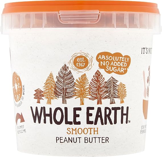 Whole Earth Peanut Butter Smooth, 1000g | Original Smooth Peanut Butter • Natural Nut Butter • No Added Sugar • Vegan • 1kg Tub