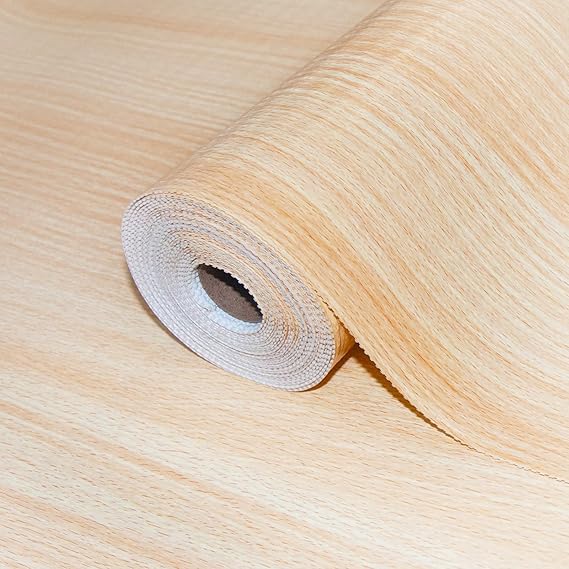 Drawer Shelf Liner for Kitchen Cabinets Non-Adhesive, Woodgrain Shelf Liner Size 12 in x 30 FT & 24 in x 39.37 FT, Beige, Easy Install, 2 Items Bundle