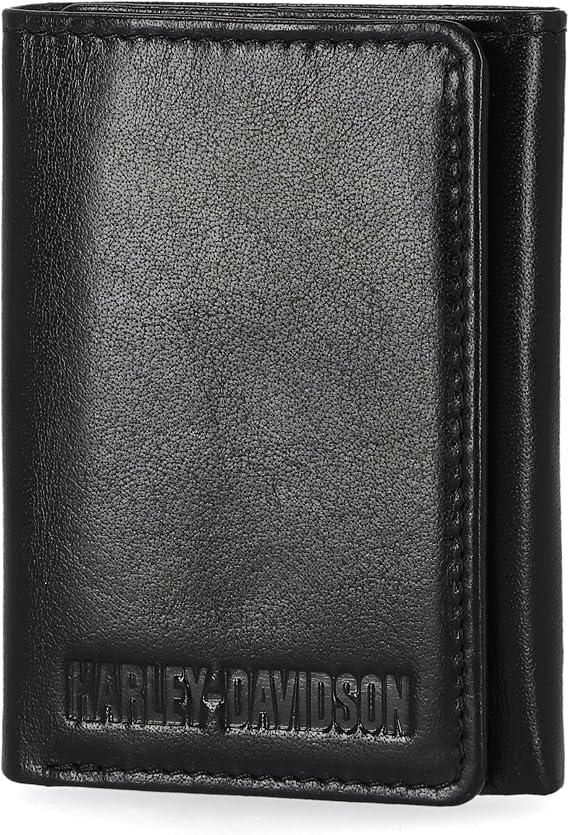 Harley-Davidson Men's Genuine Leather Rfid Blocking Trifold Wallet
