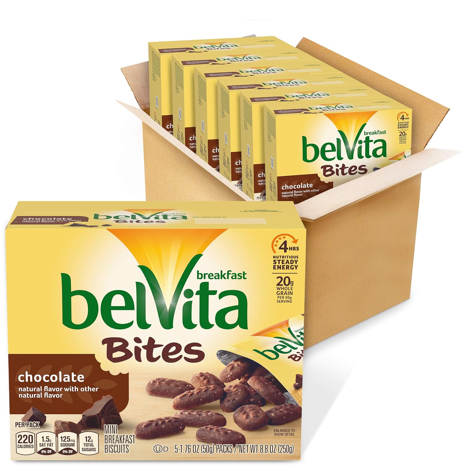 Belvita Mini Breakfast Biscuit Bites, Chocolate 52.8 Ounce Pack of 6