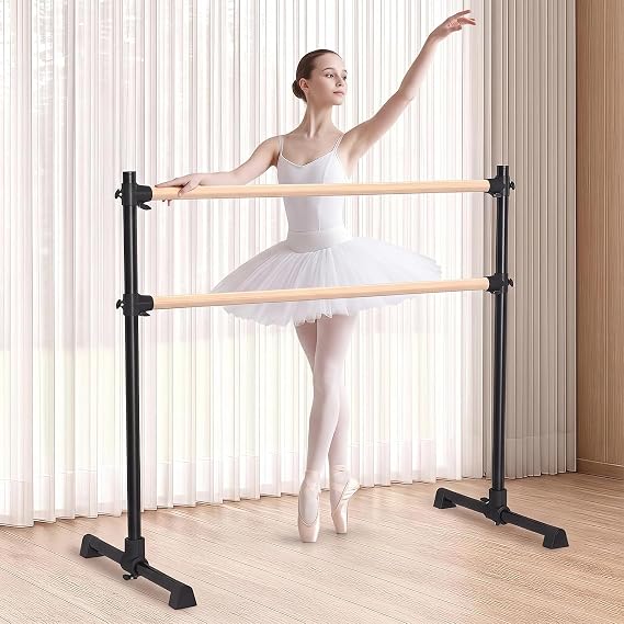 4Ft Double Ballet Barre, 1.2M Adjustable Freestanding Ballet Barre