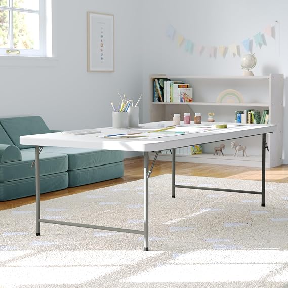 4.93-Foot Kid's Granite White Plastic Folding Table