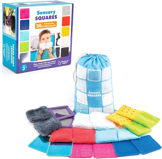 Educational Insights Sensory Squares - Sensory Toys for Toddlers, Textured Bean Bags for Classroom, Toddler Classroom Must Haves, Preschool and Kindergarten Learning Materials, Kids Ages 4+