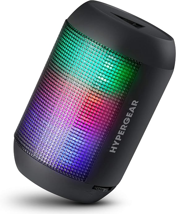 Bluetooth Speaker, HyperGear Mini LED Portable Wireless Speaker, HD Stereo Sound + Beat-Driven LED Lightshow, Built-In Mic & Controls [Hands-Free Calls] for Indoors or Outdoors to Stream Music [15077]