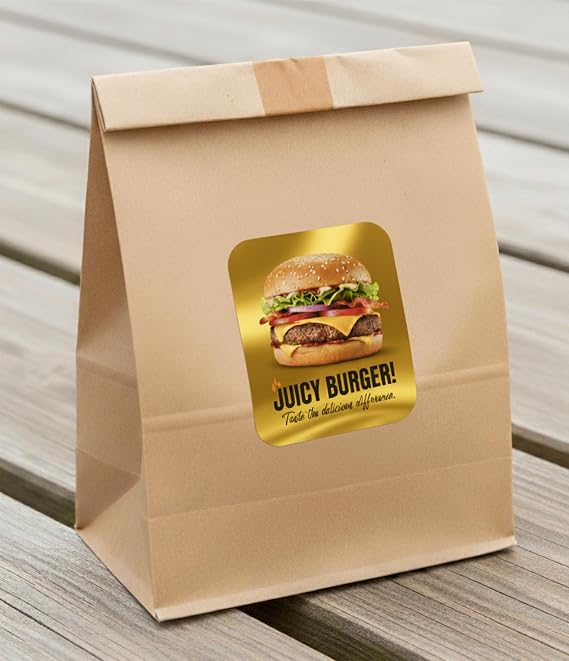 Gold Custom Labels, Personalized Vinyl Decals with Your Logo, Name, or Text, Waterproof Stickers for Business, Branding, Circle, Square, or Rectangle 1.5-5 inch, 100 Qty (Gold)