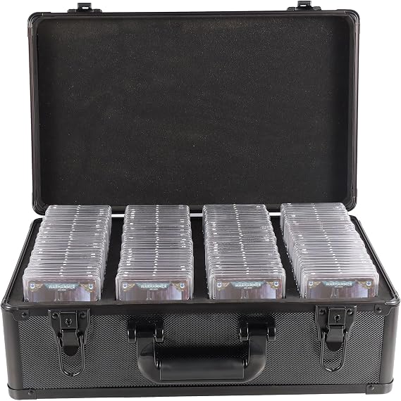EcoVibe Graded Card Case, Aluminum Alloy Trading Card Storage Box with Carry Handle, Sports Card Case Holders with Dividers, Graded Card Storage Boxes Fits Psa, TCG, Csg, BGS, SGC Slabs
