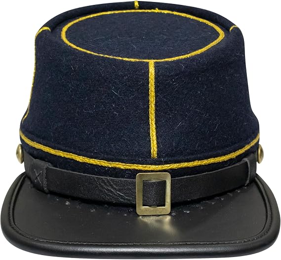American Civil War Officer Union State Militia Cavalry Kepi Navy Blue Wool with Gold Braid Hat/Cap