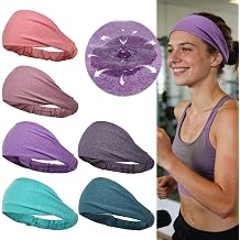 Dreamlover Sweat Wicking Headband, Non Slip Workout Headband for Women, Soft Stretchy Sports Headbands for Running, Yoga, Outdoor Work, 6 Pieces