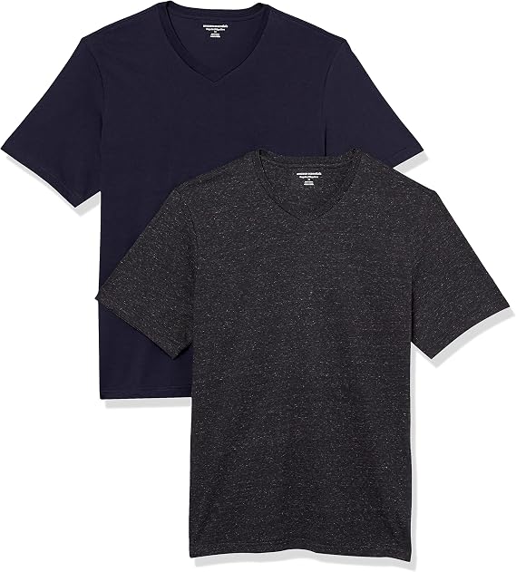 Amazon Essentials Men's Short-Sleeve V-Neck T-Shirt, Pack of 2