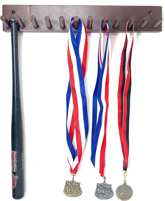 Baseball Bat Rack Holder Display Meant to Hold up to 11 Mini Collectible Bats Awards Metals