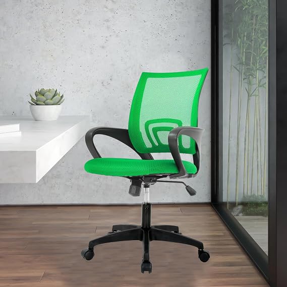 Home Office Chair Mesh Desk Chair, Ergonomic Computer Chair with Lumbar Support& Armrest, Adjustable Executive Office Chairs, Mid Back Task Chair Swivel Rolling Seat for Work, Green...
