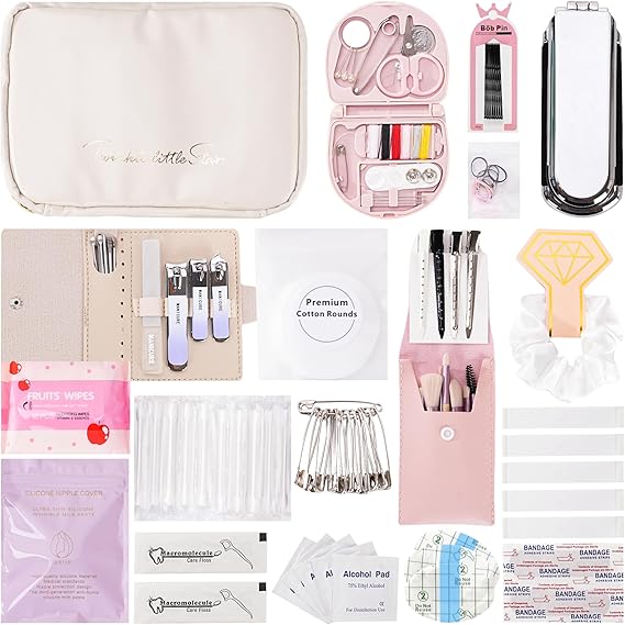 Wedding Day Emergency Kit for Bride, 39 Pc Essential Items for Brides Daily Use Women Wedding Gift, Travel Kit Personal Care Survival Set with Bride Makeup Bag - Wedding Emergency Kit Supplies