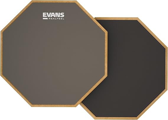 Evans RealFeel - Drum Practice Pad - Drum Pad - Drummer Practice Pad - Gum Rubber & Neoprene, 2 Sided, 12 Inch | RealFeel practice pads provide realistic stick response, quiet practice, durable construction, and consistent rebound.