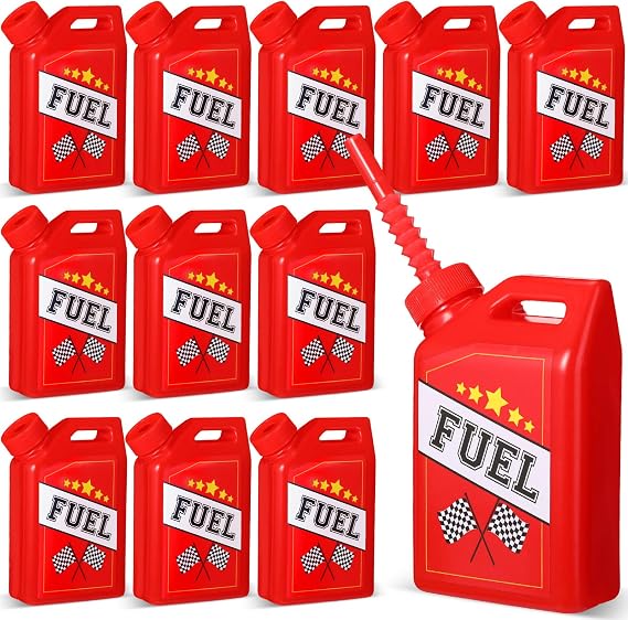 Mifoci 12 Pack Race Car Fuel Can Cups Set 11 oz Fuel Can Drinking Cups with Straw Racing Theme Birthday Party Favor for Kids Racing Car Theme Birthday Party Baby Shower Supplies