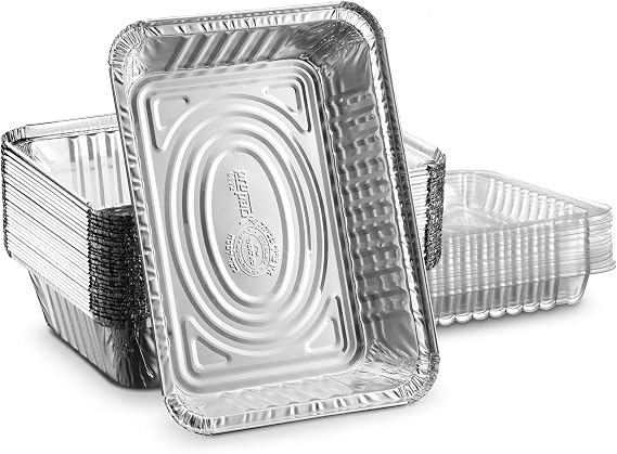 [25 Pack - 2 1/4lb Combo] Propack Disposable Aluminum Foil Meal Prep Cookware Containers With Plastic Lids, Oven, Toaster, Grill, Cooking, Roasting, Broiling, Baking, Events, Take Out, Restaurant