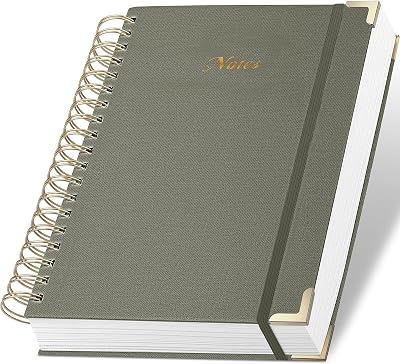 Spiral Notebook Journal, 328 Pages Linen Hardcover College Ruled Notebook, Lined Thick Journals for Women Men, A5 Thick Spiral Journal for Writing, 100GSM Paper, Cute Notebooks for Work School