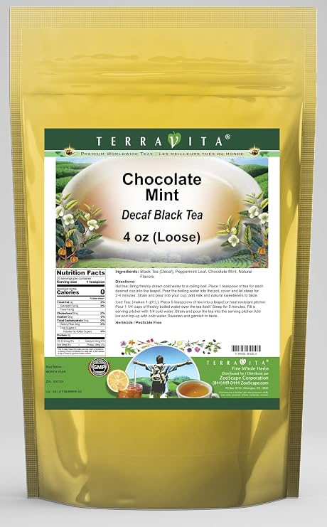 Chocolate Mint Decaf Black Tea (Loose) (4 oz, ZIN: 530120)