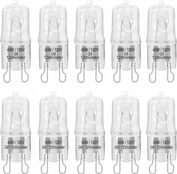10 Pack Crystal Clear Lense 40W Q40/G9/CL/120V G9 JCD 40 Watt 120 Volt T4 JD Type Halogen House Hold Light Bulb Hanging Pendant Accent Type Spot Down Lamp Chandelier Sconce Fixture Lighting