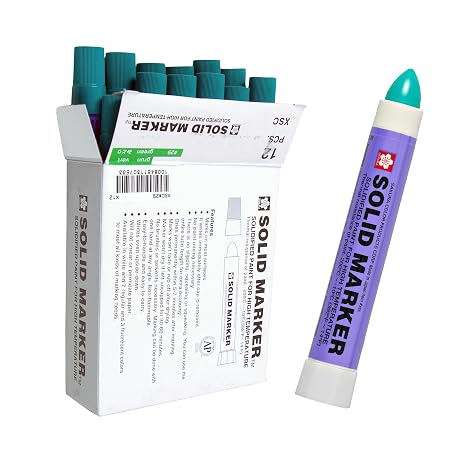 Sakura Solid Paint Markers, Green, 12 Pack | Permanent Pens for Wood, Glass, and Window, Marks Any Surface at Any Angle, Waterproof, Fast Drying, Non-Toxic