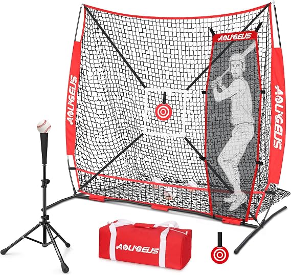 6'x6' Baseball Softball Practice Net with Tee & Dummy Batter