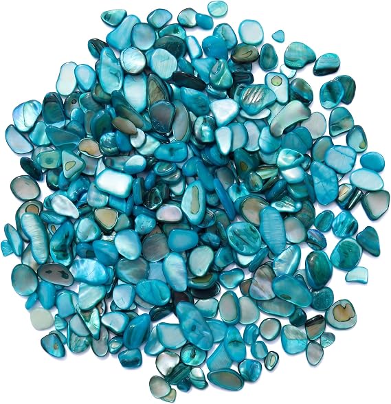 MOP Small Mini Blue Crushed Mother of Pearl Shells | Natural Seashell Fragments for Crafts, Vase Filler and Wedding Decor, 32 oz (2 lb)