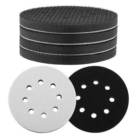 5 Pack Foam Sanding Interface Pads, 5 Inch 8 Holes Orbital Sander Foam Pad, Universal Effective Hook and Loop Sanding Disc Backing Pads for Orbital Sander