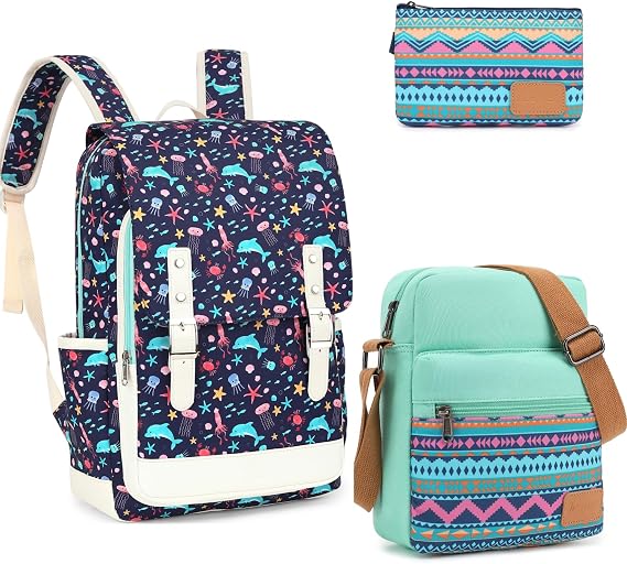 Leaper Crossbody Purses Cute Laptop Backpack Daypack Bundle