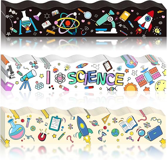78ft Science Bulletin Board Border, Science Bulletin Board Decorations for Classroom, Science Lab Borders Trim with 3 Patterns for Back to School Classroom Office Door Wall Decor (Sciences)