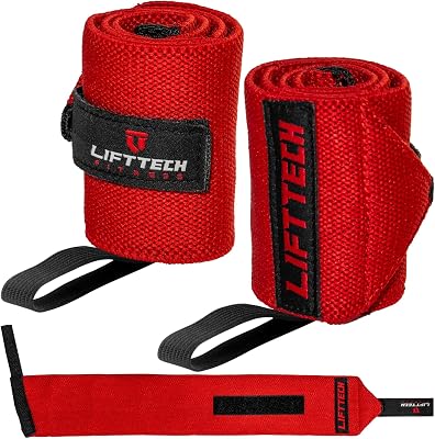 Lift Tech Fitness PRO 20 Lifting Wrist Wraps - Wrist Wraps for Weightlifting Men and Women Suitable - Thumb Loop Wrist Straps for Crossfit, Strength Training - Pair of 2