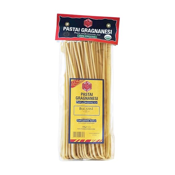 Pastai Gragnanesi Bucatini Pasta from Italy Organic Gragnano IGP, Authentic Italian Dry Pasta, Imported from Italy, Bronze Die, Gourmet Pasta 17.6 oz (500g)