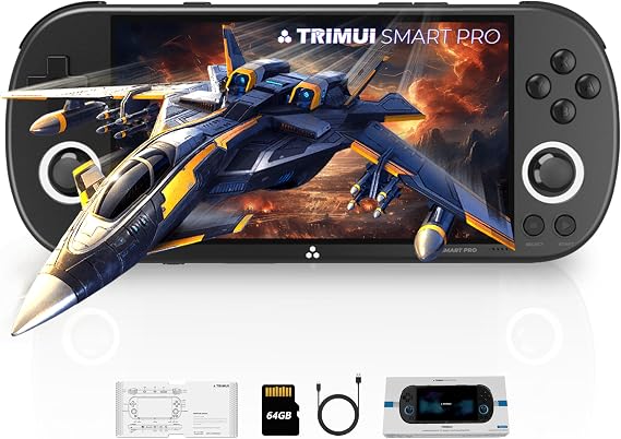 Levhorzn Trimui Smart Pro Handheld Game Console, Retro Hand Held Video Gaming Consoles with 64G/256G TF Card, 5 inch Screen Portable - Black 64GB