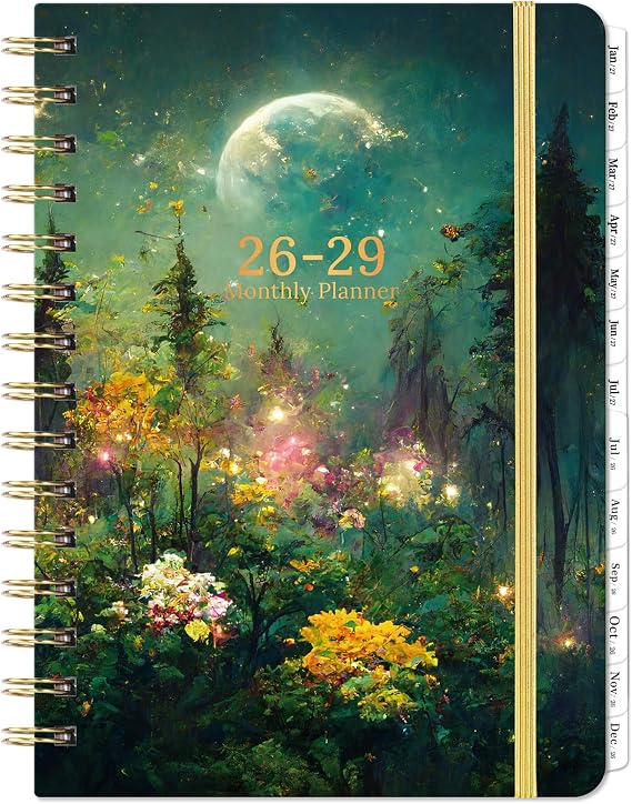2026-2029 Monthly Planner - 3 Year Planner 2026-2029, Jul. 2026 - Jun. 2029 | 6.3" X 8.4", 3 Year Calendar Planner with 36 Months Tabs + Back Pocket - Dreaming Moon