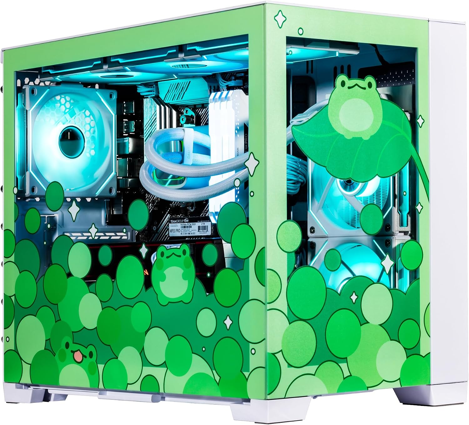 Velztorm Minty Frog Custom Built Gaming Desktop PC AMD Ryzen 7 5700X 8-Core, 128GB RAM, 8TB PCIe SSD  6TB HDD 3.5, Radeon RX 6900 XT, WiFi, Bluetooth, HDMI, USB 3.2, Display Port, Win 10 Home