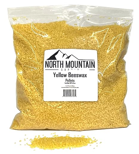 North Mountain Supply 100% Pure Yellow Beeswax Pellets - Great for Personal Care Products and Candle Making -2.5lb Bag
