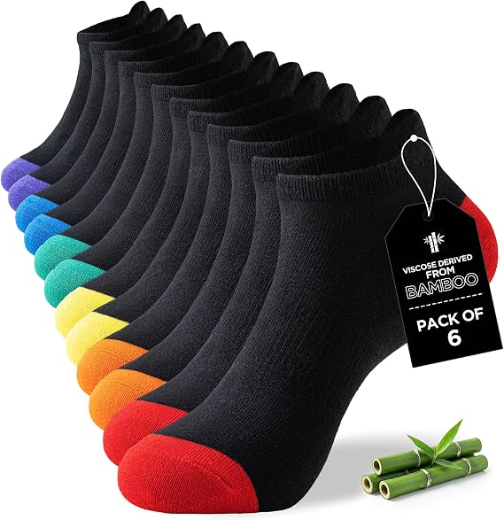 Niorasen Bamboo Trainer Socks for Men and Women 6 Pairs Ankle Sports Casual Socks Anti Blister Running Athletic Breathable Socks Low Cut Walking Short Socks