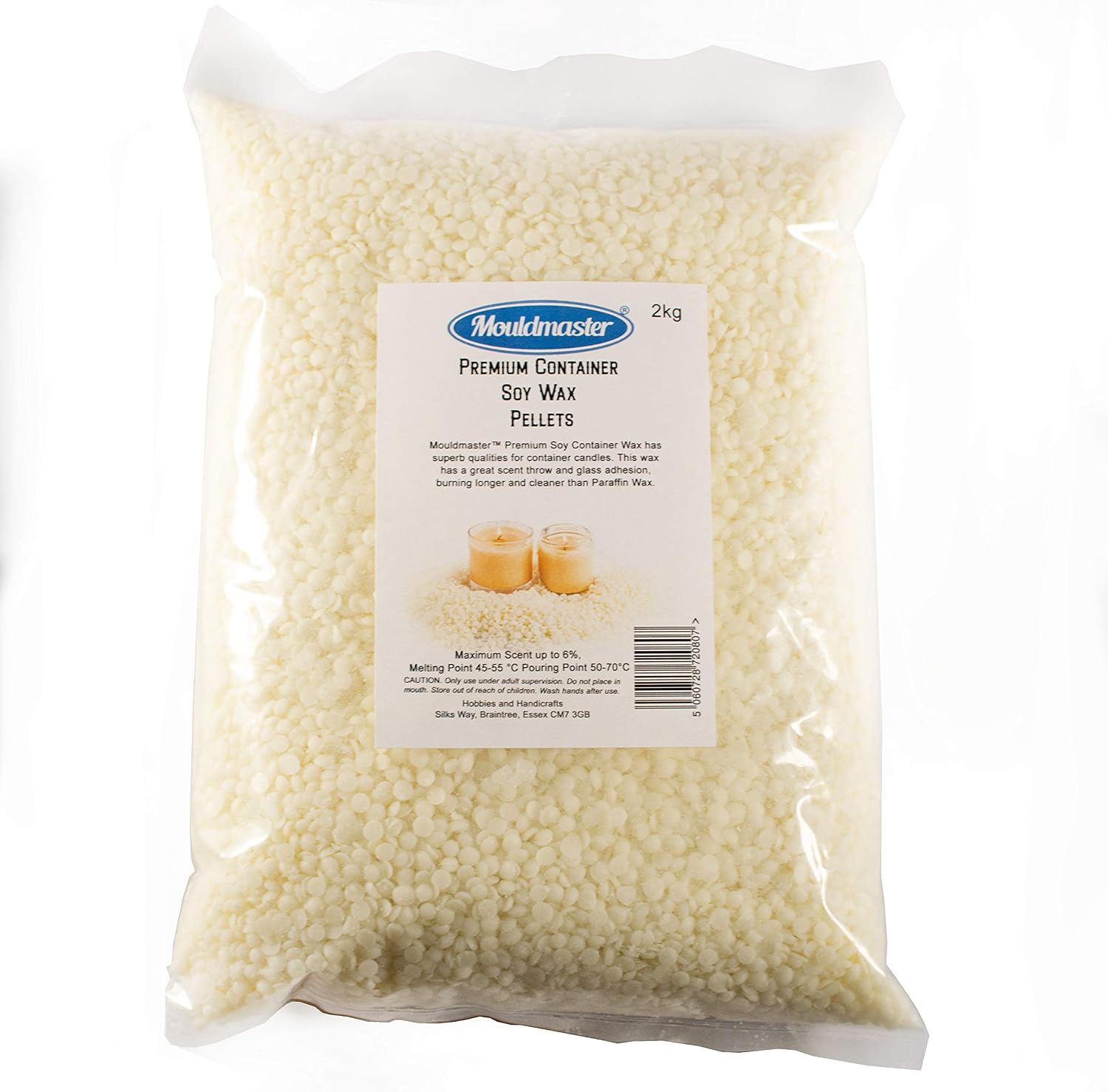 Mouldmaster Premium Container Soy Wax Pellets 2 KG, White/Cream, 2Kg