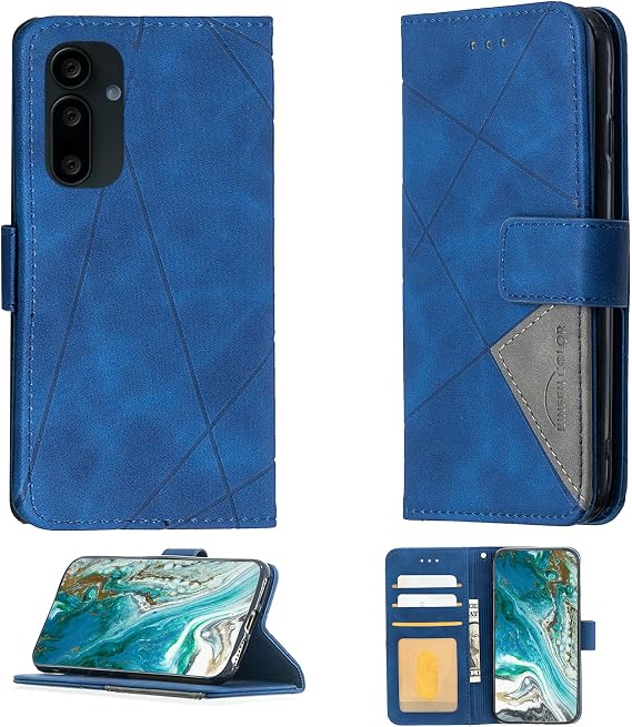 Aroepurt Case Compatible for Saga 2 Solana Mobile Seeker Phone Case Cover [with Tempered Glass Screen Protector] Flip Stand Cover PU Leather Wallet Case Blue
