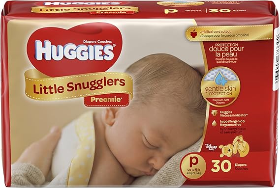 Huggies Gentle Care Preemies Diapers, Size P, 30-Count, Package may vary