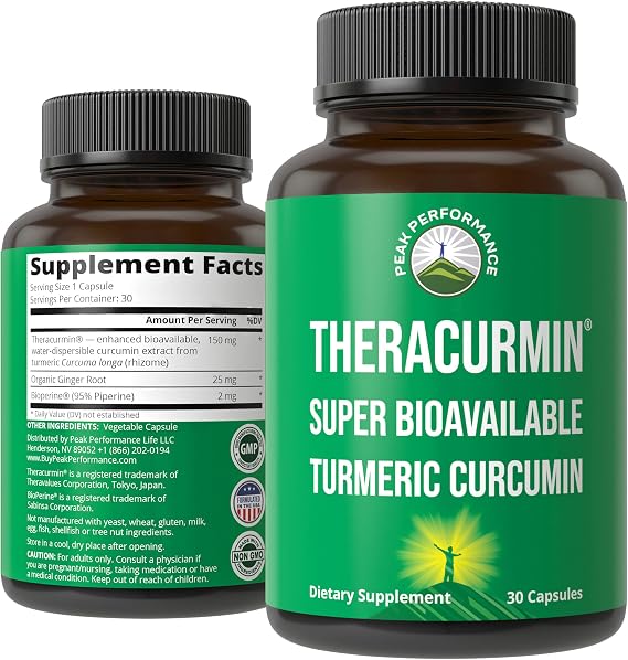 Theracurmin Supplement Up to 42X Greater Absorption vs Standard Curcumin | High Bioavailable Turmeric Curcumin Capsule. Clinically Studied, Supports Muscle Recovery, Joints, Mobility for Women, Men