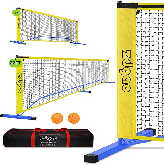 Portable Pickleball Net with Pickleballs and Carry Bag for Driveway | 22FT Regulation Size Pickle Ball Net, Weather Resistance Strong Steel Frame, Easy Setup for Indoor Gym, Outdoor Court