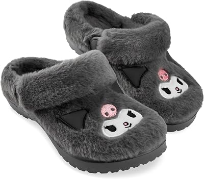 Hello Kitty Sanrio Faux Fur Clogs for Girls, US 103, Slip On Shoes, Kuromi Anti Slip House Slippers, Kawaii Gifts for Girls