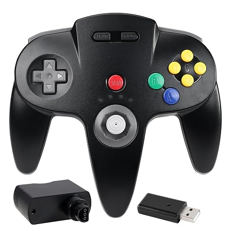 SAFFUN Wireless N64 Controller Made for Switch 1 & 2, N64 Console, (Black)